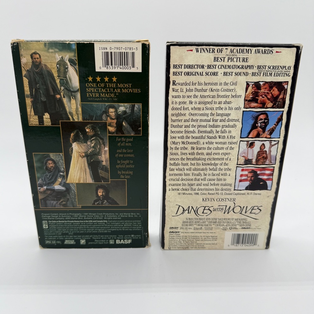VHS Movie Compilation Robin Hood Prince of Thieves Dances with Wolves - Picture 2 of 3